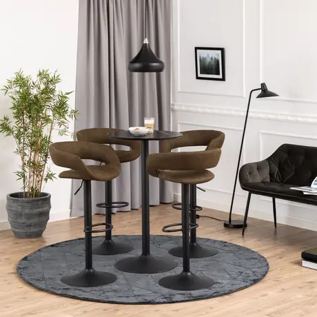Buy Ibiza Tall Round Bar Table with Black Ash Top and Matt Black Base, 3 from Furnituretta