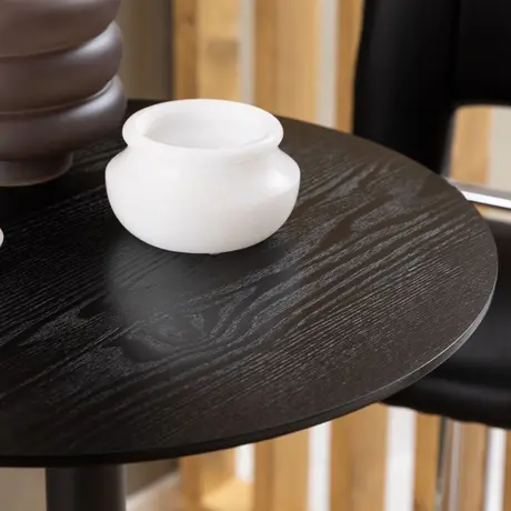 Buy Ibiza Tall Round Bar Table with Black Ash Top and Matt Black Base, 5 from Furnituretta