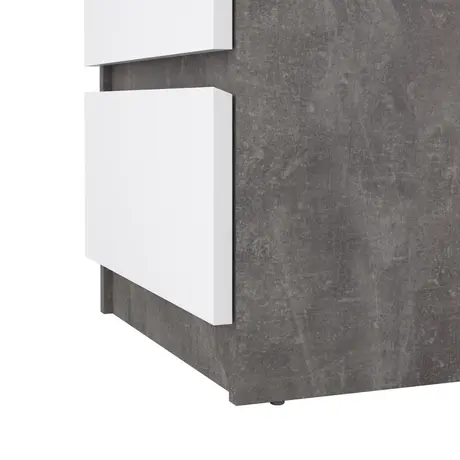 Buy Naia Bedside 3 Drawers in Concrete and White High Gloss, 7 from Furnituretta