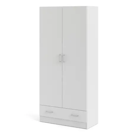 Buy Space Wardrobe with 2 Doors + 1 Drawer in White, 3 from Furnituretta
