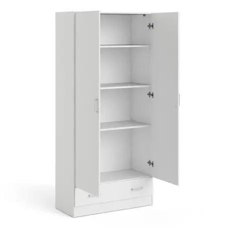 Buy Space Wardrobe with 2 Doors + 1 Drawer in White, 5 from Furnituretta
