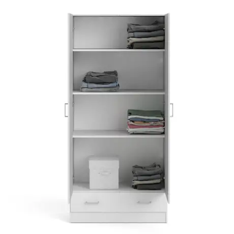 Buy Space Wardrobe with 2 Doors + 1 Drawer in White, 8 from Furnituretta