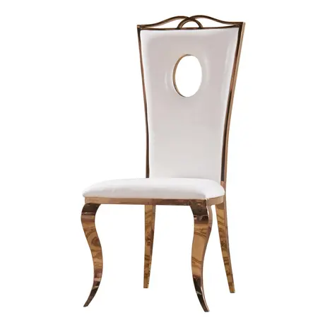 Buy Pescara Dining Chair – White PU & Rose Gold Stainless Steel from Furnituretta
