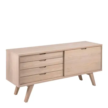 Buy A-Line Sideboard with 4 Drawers & Sliding Door in White Oak from Furnituretta