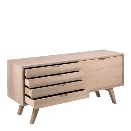Buy A-Line Sideboard with 4 Drawers & Sliding Door in White Oak, 2 from Furnituretta