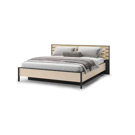 Buy Enna EN-02 Ottoman Bed – EU Super King in Beige & Black with LED & Lift-Up Storage from Furnituretta