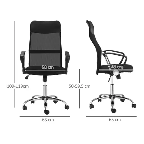 Buy HOMCOM Ergonomic Office Chair Mesh Chair with Adjustable Height Tilt Function Black, 3 from Furnituretta