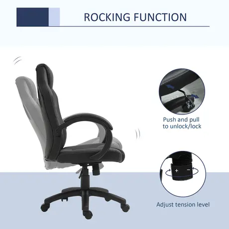 Buy Vinsetto Office Chair Faux Leather Swivel Computer Desk Chair for Home Office with Wheels Armrests Black, 5 from Furnituretta