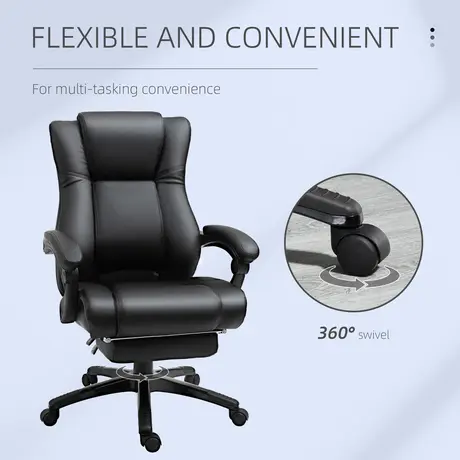Buy Vinsetto Executive Office Chair for Home, PU Leather Computer Chair, Swivel Desk Chair with Footrest, Wheels, Adjustable Height, Black, 6 from Furnituretta