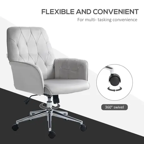 Buy Vinsetto Linen Computer Chair with Armrest, Modern Swivel Chair with Adjustable Height, Light Grey, 7 from Furnituretta