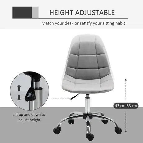 Buy Vinsetto Ergonomic Office Chair with Adjustable Height and Wheels Velvet Executive Chair Armless for Home Study Bedroom Grey, 5 from Furnituretta