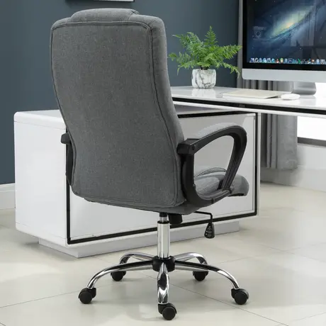 Buy Vinsetto Office Chair, Computer Desk Chair, Linen Fabric Swivel Chair with Adjustable Height, Rolling Wheels for Home and Study, Grey, 7 from Furnituretta