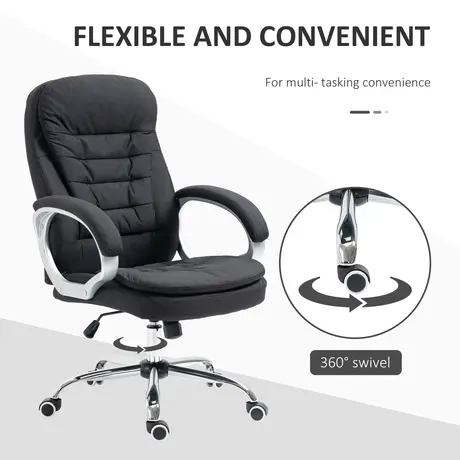 Buy HOMCOM Office Chair Computer Chair Executive Office Chair with Height Adjustable, Comfortable Desk Chair for Home Office Fabric Black, 6 from Furnituretta