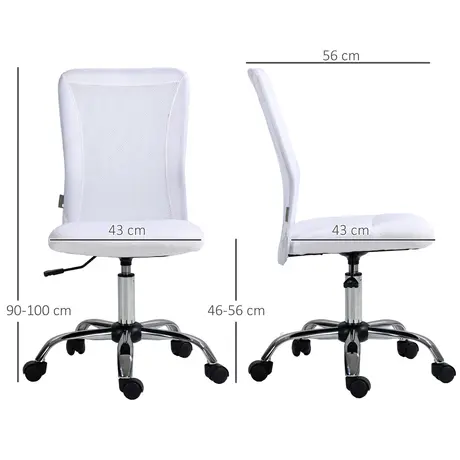 Buy Vinsetto Computer Desk Chair, Mesh Office Chair with Adjustable Height and Swivel Wheels, Armless Study Chair, White, 3 from Furnituretta