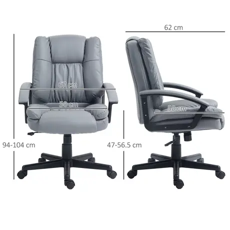Buy HOMCOM Office Chair, Computer Desk Chair, Mid Back Executive Chair with Adjustable Height and Swivel Rolling Wheels for Home Study, Light Grey, 3 from Furnituretta