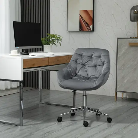 Buy Vinsetto Home Office Chair Velvet Ergonomic Computer Chair Comfy Desk Chair with Adjustable Height, Arm and Back Support, Dark Grey, 2 from Furnituretta