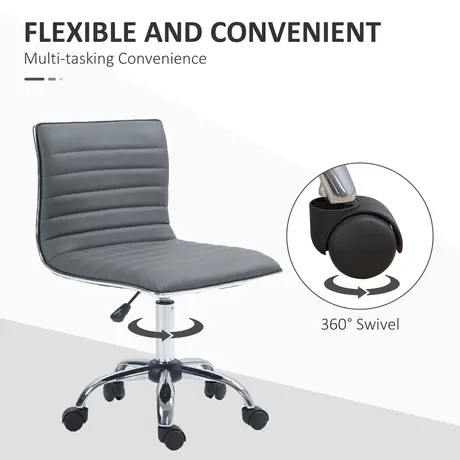 Buy HOMCOM Adjustable Swivel Office Chair with Armless Mid-Back in PU Leather and Chrome Base - Dark Grey, 6 from Furnituretta