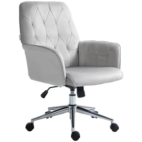 Buy Vinsetto Linen Computer Chair with Armrest, Modern Swivel Chair with Adjustable Height, Light Grey from Furnituretta