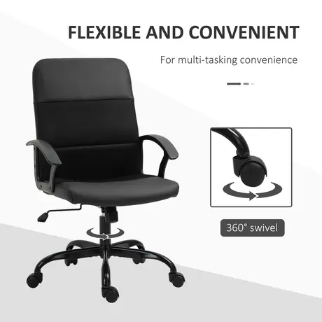 Buy Vinsetto Mesh Office Chair, Faux Leather Desk Chair with Swivel Wheels, Adjustable Height and Tilt Function, Black, 6 from Furnituretta