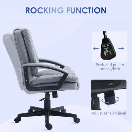 Buy HOMCOM Office Chair, Computer Desk Chair, Mid Back Executive Chair with Adjustable Height and Swivel Rolling Wheels for Home Study, Light Grey, 5 from Furnituretta