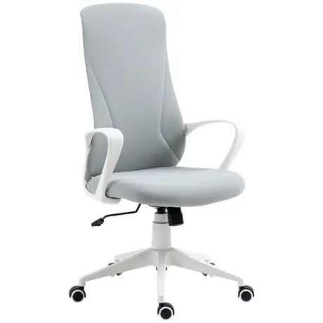Buy Vinsetto High Back Office Chair, Fabric Desk Chair with Armrests, Adjustable Height, Swivel Wheels, Light Grey from Furnituretta
