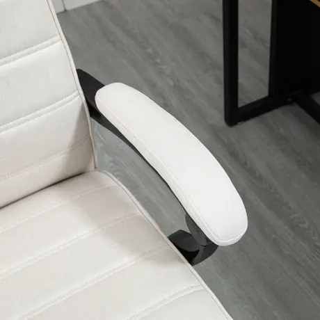 Buy Vinsetto Office Chair, Computer Desk Chair, Fabric Swivel Chair with Adjustable Height and Rolling Wheels for Home Office Work Study, Cream White, 8 from Furnituretta