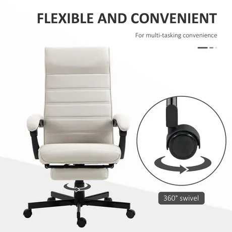 Buy Vinsetto Office Chair, Computer Desk Chair, Fabric Swivel Chair with Adjustable Height and Rolling Wheels for Home Office Work Study, Cream White, 6 from Furnituretta