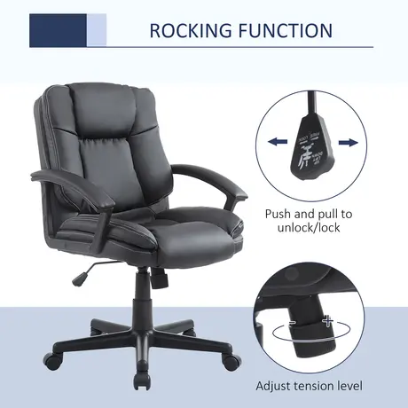 Buy HOMCOM Office Chair, Computer Desk Chair, Mid Back Executive Chair with Adjustable Height and Swivel Rolling Wheels for Home Study, Black, 5 from Furnituretta
