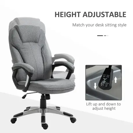 Buy Vinsetto Office Chair, Linen Fabric Desk Chair, Height Adjustable Computer Chair with Padded Armrests, Swivel Wheels and Tilt Function, Grey, 4 from Furnituretta