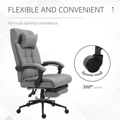 Buy Vinsetto Office Chair with Footrest Ergonomic Office Chair with Armrests Lumber Support and Headrest Light Grey, 6 from Furnituretta