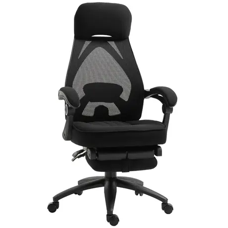 Buy Vinsetto Office Chair with Footrest,High Back Swivel Desk Chair with Adjustable Height and Headrest for Home Office, Black from Furnituretta