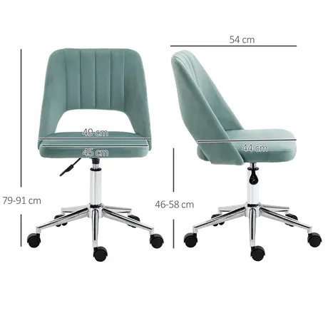 Buy Vinsetto Mid Back Office Chair Velvet Fabric Swivel Scallop Shape Computer Desk Chair for Home Study Bedroom Green, 3 from Furnituretta