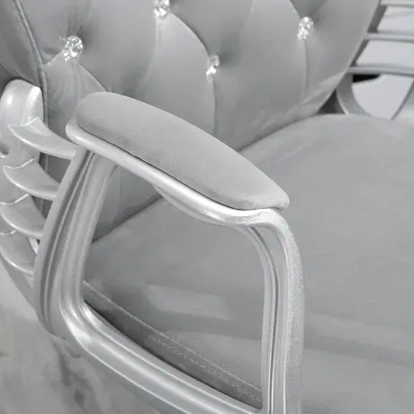 Buy Vinsetto Office Chair, Swivel Desk Chair, Velvet Vanity Chair with Adjustable Height and Rolling Wheels for Home Work Study, Grey, 9 from Furnituretta