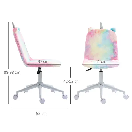 Buy Vinsetto Fluffy Unicorn Office Chair with Mid-Back and Swivel Wheel, Cute Desk Chair, Rainbow Multi-Colored, 3 from Furnituretta