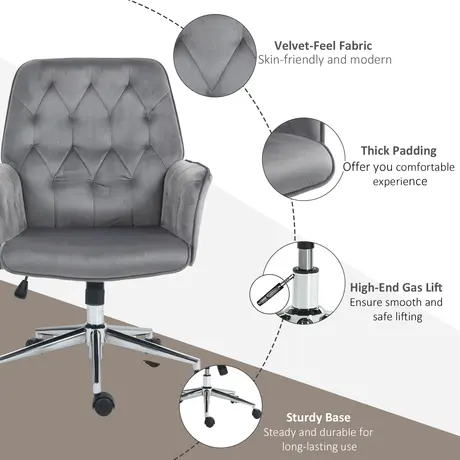 Buy Vinsetto Linen Computer Chair with Armrest, Modern Swivel Chair with Adjustable Height, Dark Grey, 7 from Furnituretta