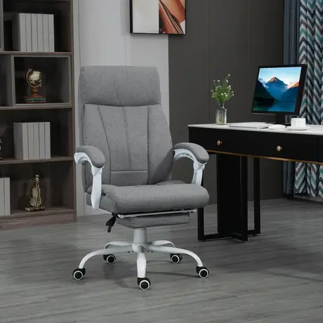 Buy Vinsetto Office Chair, Ergonomic Desk Chair, Fabric Work Study Chair with 155° Reclining Back and Footrest, 2 from Furnituretta