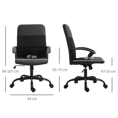 Buy Vinsetto Mesh Office Chair, Faux Leather Desk Chair with Swivel Wheels, Adjustable Height and Tilt Function, Black, 3 from Furnituretta
