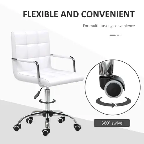 Buy Vinsetto Office Chair, Makeup Vanity Chair, Mid Back Computer Chair, PU Leather, White, 5 from Furnituretta
