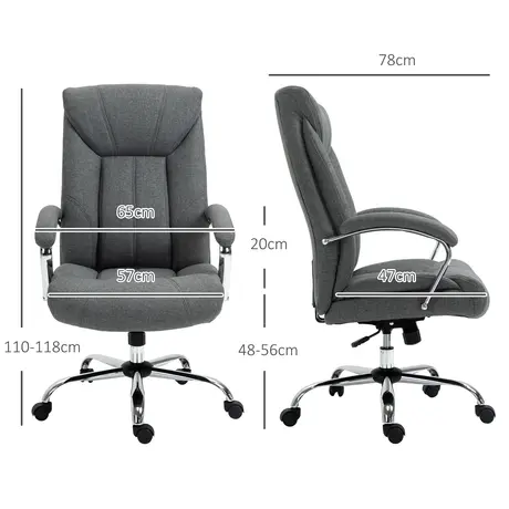 Buy Vinsetto  Office Chair, Fabric Desk Chair, Padded Executive Chair with Adjustable Height, Swivel Wheels, Metal Star Base, Grey, 3 from Furnituretta