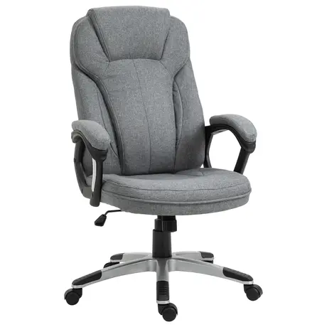 Buy Vinsetto Office Chair, Linen Fabric Desk Chair, Height Adjustable Computer Chair with Padded Armrests, Swivel Wheels and Tilt Function, Grey from Furnituretta