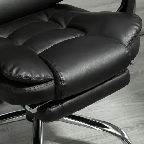 Buy HOMCOM Executive Office Chair, PU Leather Home Office Chair with Swivel Wheels, Reclining Backrest, Retractable Footrest, Black, 9 from Furnituretta