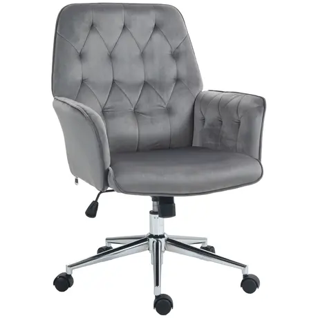 Buy Vinsetto Linen Computer Chair with Armrest, Modern Swivel Chair with Adjustable Height, Dark Grey from Furnituretta