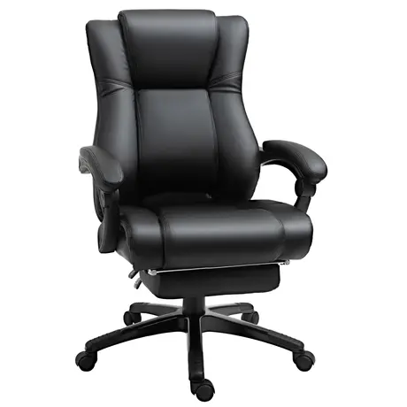 Buy Vinsetto Executive Office Chair for Home, PU Leather Computer Chair, Swivel Desk Chair with Footrest, Wheels, Adjustable Height, Black from Furnituretta