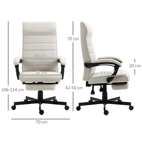 Buy Vinsetto Office Chair, Computer Desk Chair, Fabric Swivel Chair with Adjustable Height and Rolling Wheels for Home Office Work Study, Cream White, 3 from Furnituretta