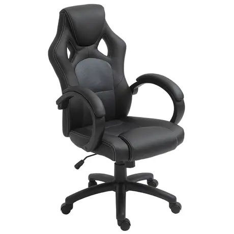 Buy Vinsetto Office Chair Faux Leather Swivel Computer Desk Chair for Home Office with Wheels Armrests Black from Furnituretta