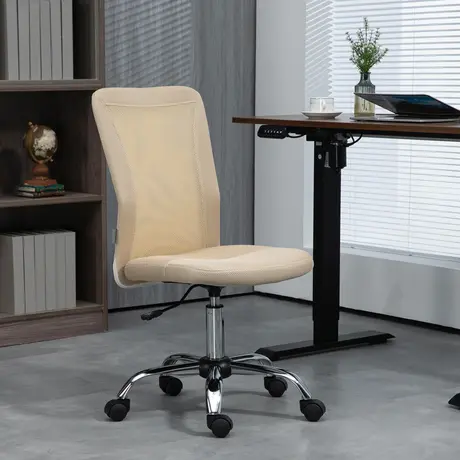 Buy Vinsetto Computer Desk Chair, Mesh Office Chair with Adjustable Height and Swivel Wheels, Armless Study Chair, Beige, 2 from Furnituretta