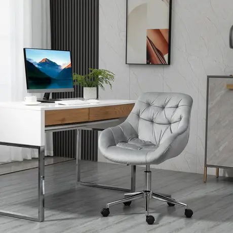 Buy Vinsetto Home Office Chair Velvet Ergonomic Computer Chair Comfy Desk Chair with Adjustable Height, Arm and Back Support, Grey, 2 from Furnituretta