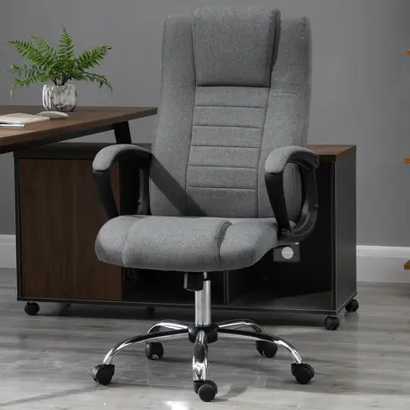 Buy Vinsetto Office Chair, Computer Desk Chair, Linen Fabric Swivel Chair with Adjustable Height, Rolling Wheels for Home and Study, Grey, 2 from Furnituretta