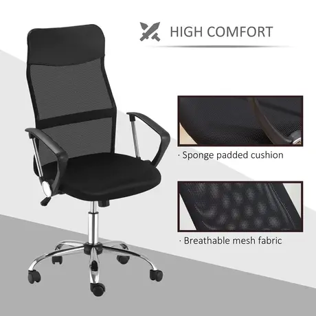 Buy HOMCOM Ergonomic Office Chair Mesh Chair with Adjustable Height Tilt Function Black, 7 from Furnituretta
