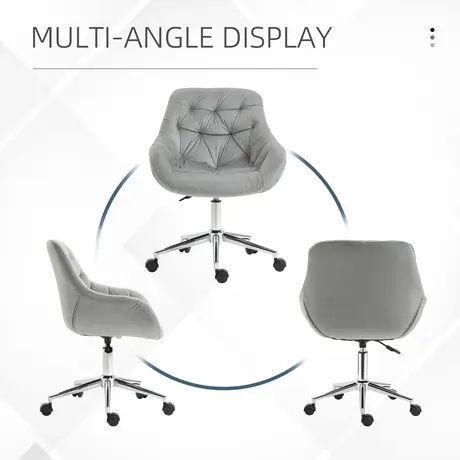 Buy Vinsetto Home Office Chair Velvet Ergonomic Computer Chair Comfy Desk Chair with Adjustable Height, Arm and Back Support, Grey, 7 from Furnituretta